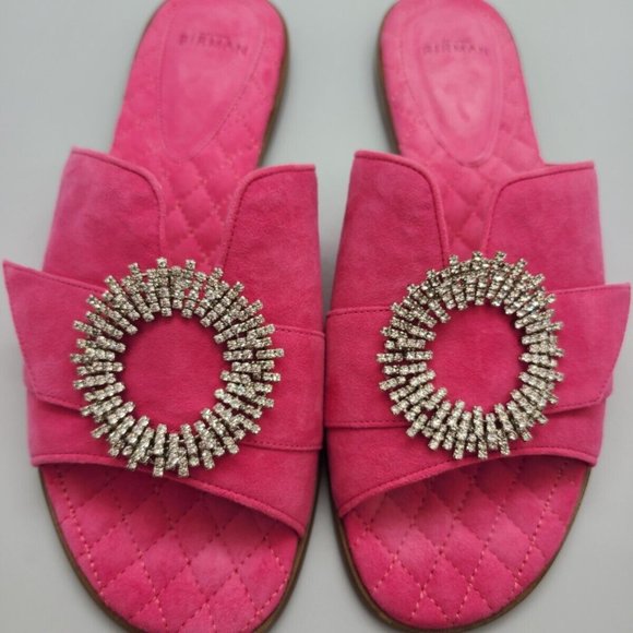 Sold Out $425 Alexandre Birman Madelina Crystal Embellished Suede Slide Sandals - Picture 8 of 10